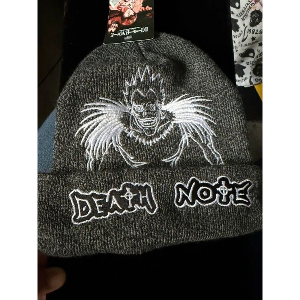 Death Note Beanie - Ryuk Embroidered - Grey - NWT